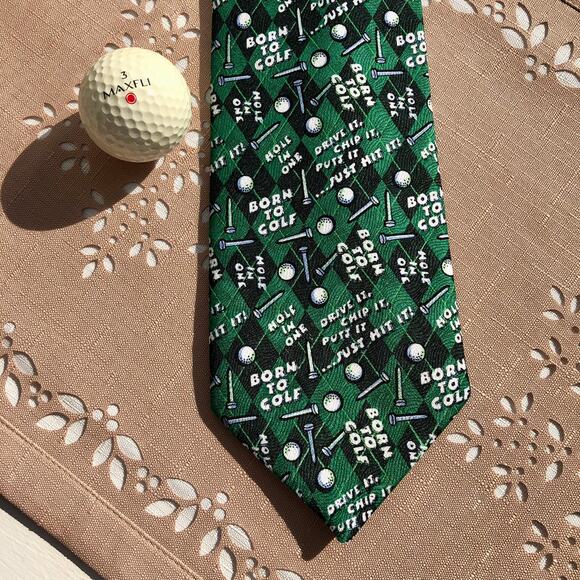 Golf Novelty Necktie with Balls and Tees Sayings - Picture 2 of 7